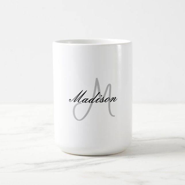 Monogrammed Modern Handwriting Name Initial Coffee Mug (Center)