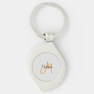 Monogrammed Modern Handwriting Name Initial Key Ring