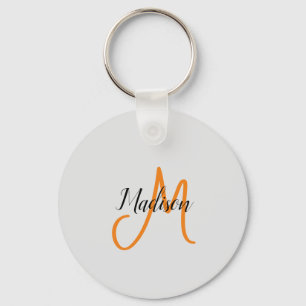 Monogrammed Modern Handwriting Name Initial Key Ring