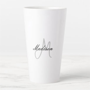 Monogrammed Modern Handwriting Name Initial Latte Mug