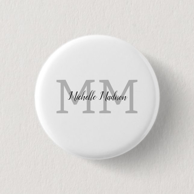 Monogrammed Modern Handwriting Name Initials 3 Cm Round Badge (Front)