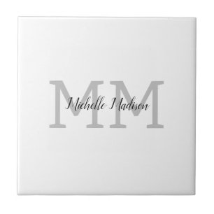 Monogrammed Modern Handwriting Name Initials Ceramic Tile