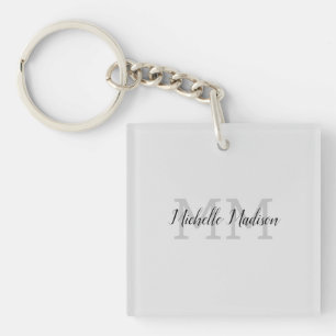 Monogrammed Modern Handwriting Name Initials Key Ring
