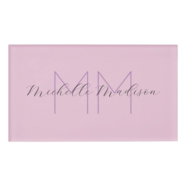 Monogrammed Modern Handwriting Name Initials Name Tag (Front)