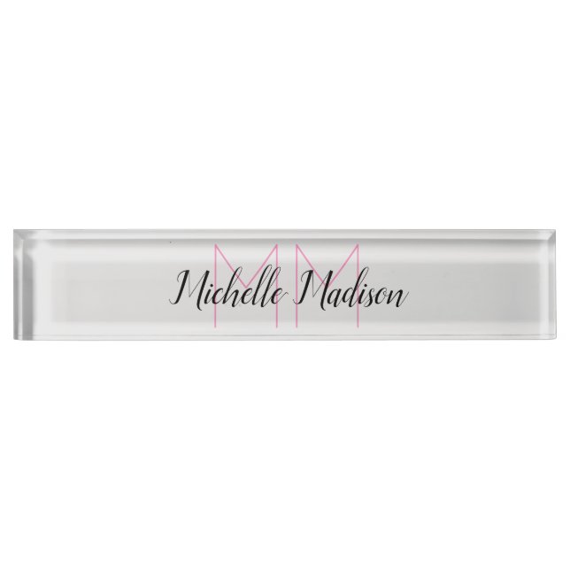 Monogrammed Modern Handwriting Name Initials Nameplate (Front)