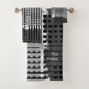 Monogrammed Modern Luxury Gray Abstract Bath Towel Set