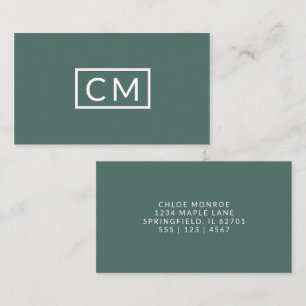 Monogrammed Modern Minimal Stylish Sage Green Business Card