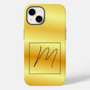 Monogrammed Modern Plain Initial Gold Colour Case-Mate iPhone 14 Case