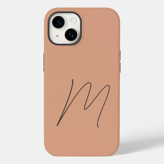 Monogrammed Modern Plain Initial Script Case-Mate iPhone Case (Back)