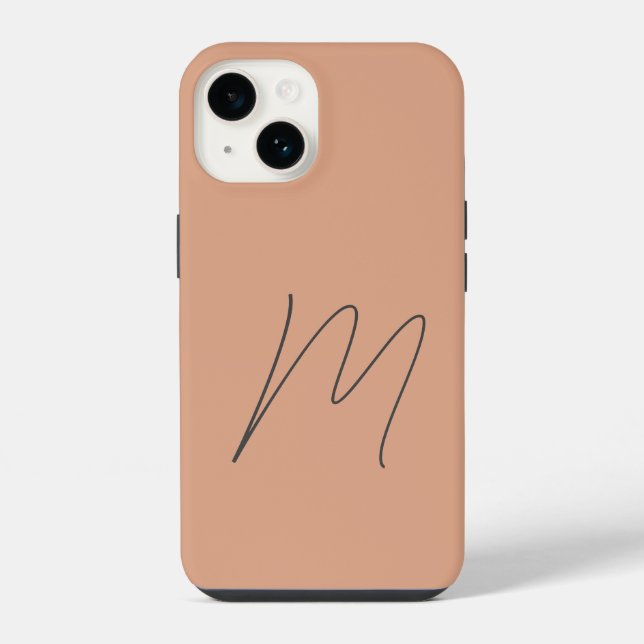Monogrammed Modern Plain Initial Script iPhone Case (Back)