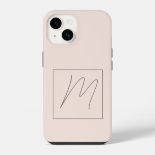 Monogrammed Modern Plain Initial Script iPhone 14 Case