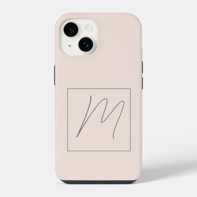 Monogrammed Modern Plain Initial Script iPhone Case (Back)