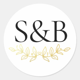 Monogrammed Modern Simple And Minimalist Wedding Classic Round Sticker