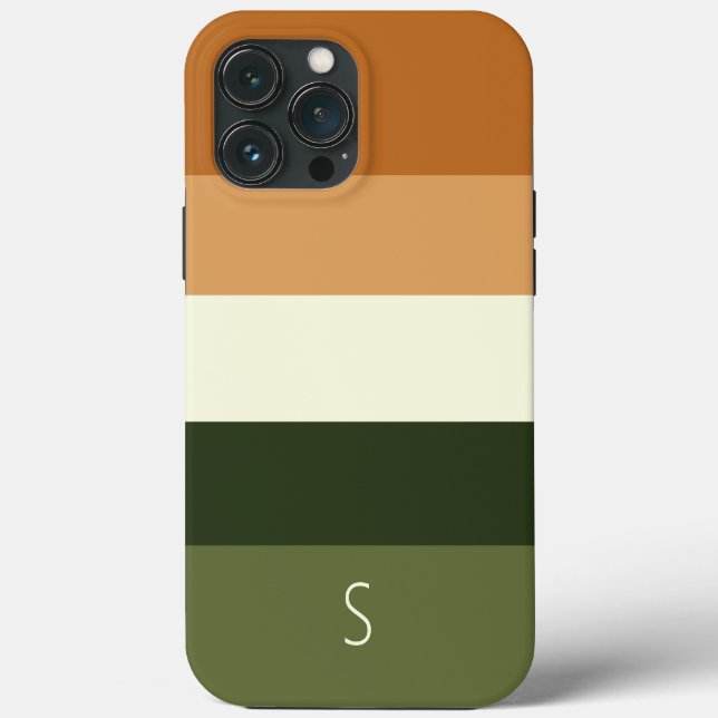 Monogrammed Modern Stripe Pattern Case-Mate iPhone Case (Back)