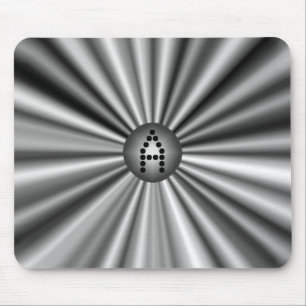 Monogrammed Modern Stylish Black White Silver Mouse Pad