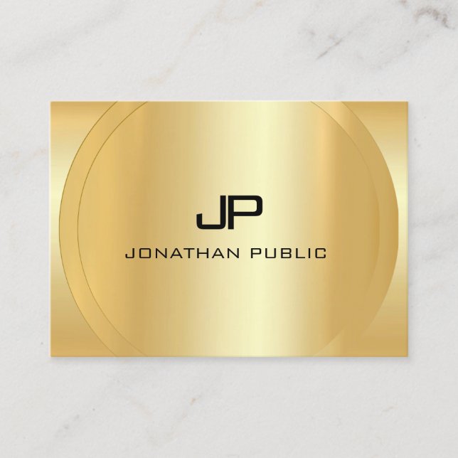 Monogrammed Modern Template Elegant Faux Gold Business Card (Front)