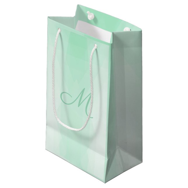 Monogrammed Modern Template Elegant Mint Green Small Gift Bag (Front Angled)