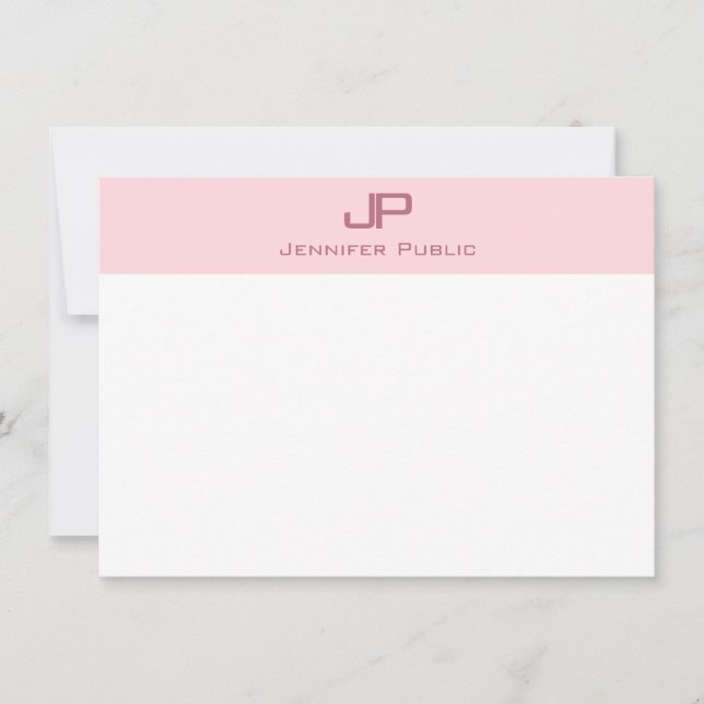 Monogrammed Modish Blush Pink Minimalist Template (Front)
