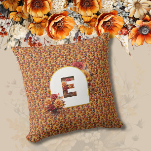 Monogrammed Mother Grandma Birthday Fall Floral Cushion