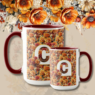Monogrammed Mother Grandma Birthday Fall Floral Mug