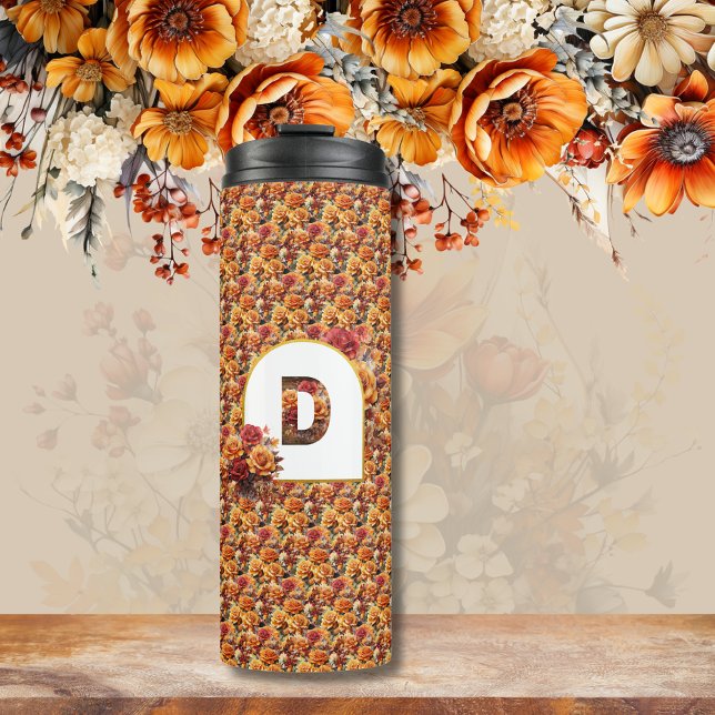 Monogrammed Mother Grandma Birthday Fall Floral Thermal Tumbler (Creator Uploaded)