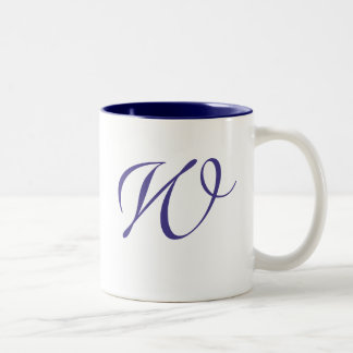 Monogrammed Mug for Dark Blue Swirls Wedding Line