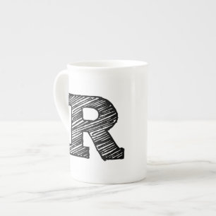 Monogrammed Mug: Letter "R" Bone China Mug