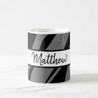 Monogrammed Mug Zebra Grey Black & White Gift