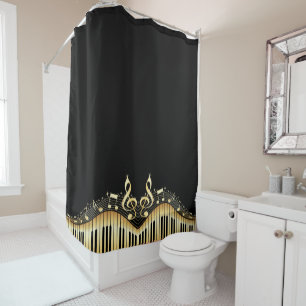 Monogrammed Musical Keyboard Shower Curtain