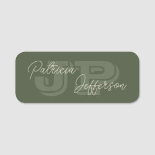 Monogrammed Mustard Yellow Handwritten Calligraphy Name Tag