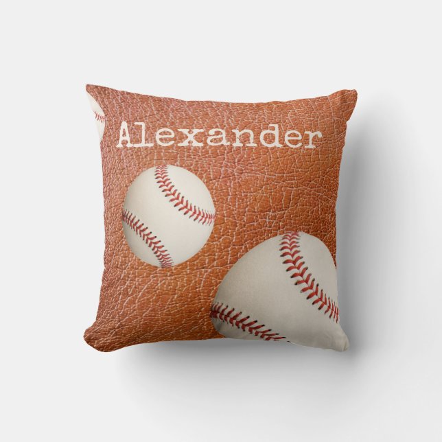 Monogrammed name baseball softball sports   cushion (Front)