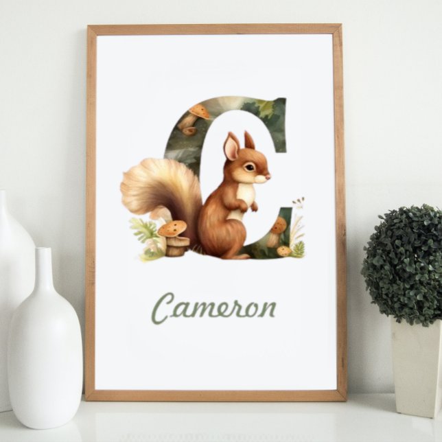 Monogrammed Name Nursery Poster Woodland Letter C (Monogrammed Name Nursery Poster Woodland Letter C)