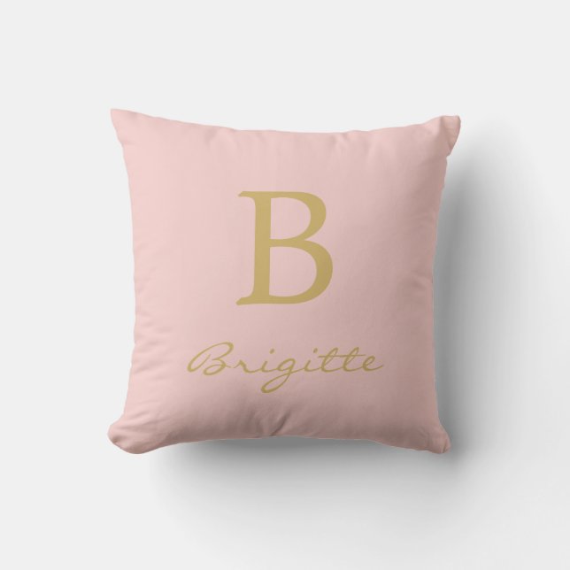 Monogrammed Name Script Initial B Modern Pink Cushion (Front)