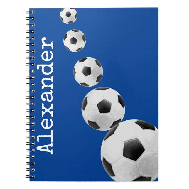Monogrammed name Soccer football Notebook (Front)
