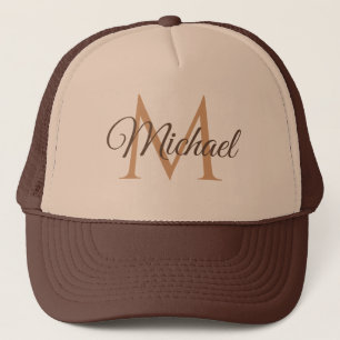 Monogrammed Name Tan And Brown Unisex Baseball Cap