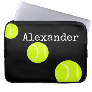 Monogrammed Name Tennis Ball Black Laptop Sleeve