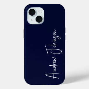 Monogrammed Navy Blue iPhone 15 Case