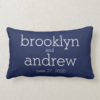 Monogrammed Navy Blue Modern Wedding Pillows
