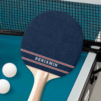 Monogrammed Navy Blue Red and White Stripes Modern