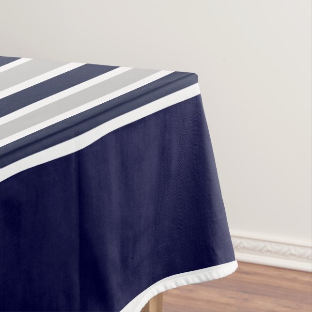 Monogrammed Navy Blue White Crab Nautical  Tablecloth (In Situ)