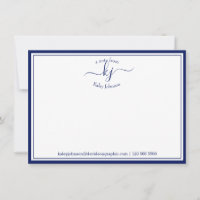 Monogrammed Navy White From The Desk Of Note Card