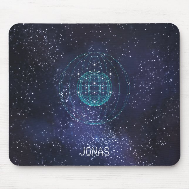 Monogrammed Night Sky Abstract Globe Mouse Pad (Front)