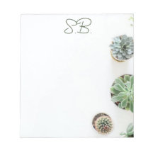 Monogrammed Notepad with Succulents