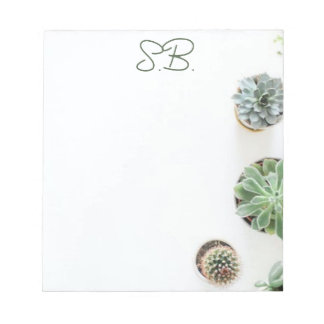Monogrammed Notepad with Succulents