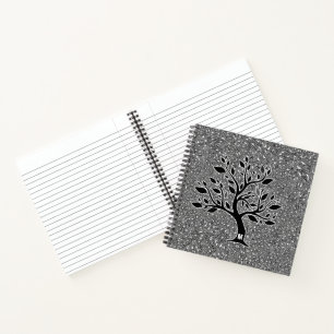 Monogrammed Oak Tree Silhouette with Paisley Notebook