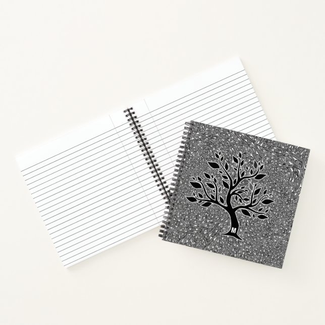 Monogrammed Oak Tree Silhouette with Paisley Notebook (Inside)