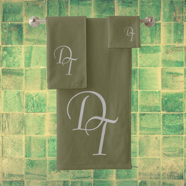 Monogrammed -  Olive bath towel set (Creator Uploaded)