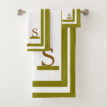 Monogrammed Olive Green Bordered