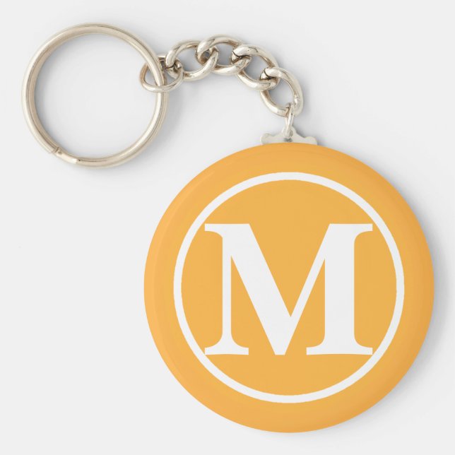 Monogrammed Orange BB Key Ring (Front)