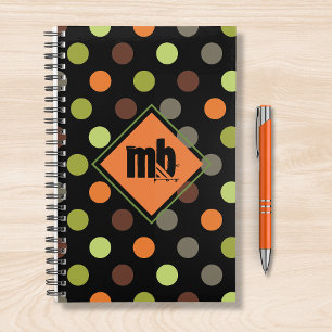 Monogrammed Orange Green Brown Polka Dot Planner
